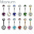 thumbnail image 5 of 14GA Solid Grade 23 Titanium Double Gem Ball Navel Belly Button Ring (Various Colors & Sizes), 5 of 6