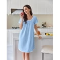thumbnail image 2 of EKOUAER Cotton Nightgowns for Women Lace Trim Sleep Shirts Short Sleeve Night Shirts Sleep Dress with Pockets, 2 of 6