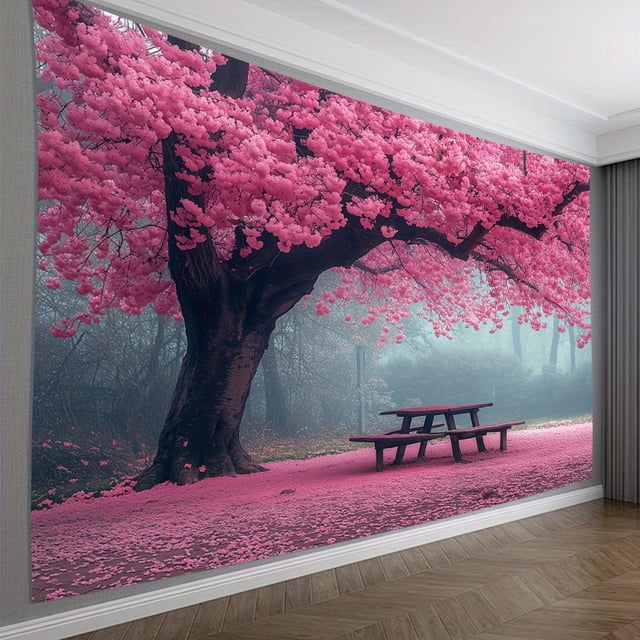 Tapiz para colgar en la pared, flor de cerezo, sakura rosa, 150 x 130 cm