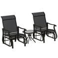 thumbnail image 1 of Outsunny 3PCs Glider Rocking Chairs with Table for Patio Garden Black, 1 of 10