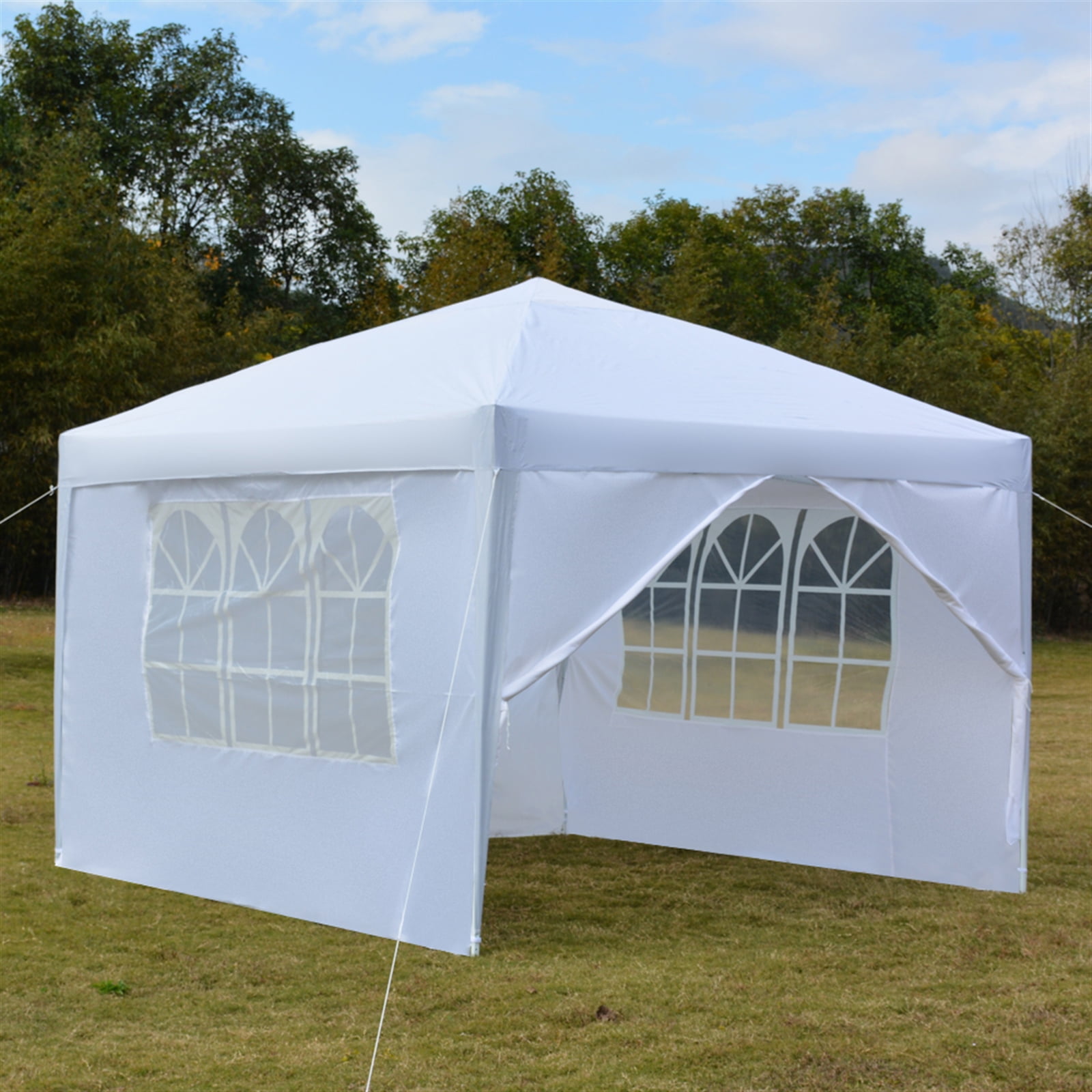 Kepooman 3 x 3m Pop-up Canopy Tent, Outdoor Canopy Folding Shelter with Two Doors & Two Windows, Sides Party Tent, White, Four Sides Kepooman 3 x 3m Pop-up Canopy Tent, Outdoor Canopy Folding Shelter with Two Doors & Two Windows, Sides Party Tent, White, Four Sides