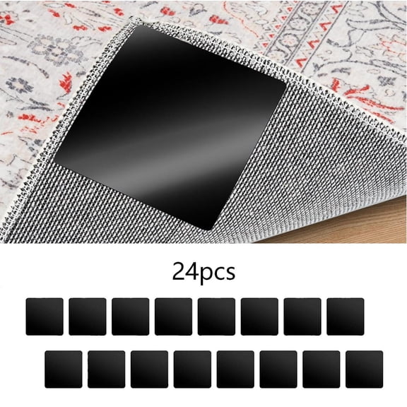 Rug Gripper Pads for Hardwood Floors – 24 PCS 4*4 inch Non-Slip Adhesive for Area Rugs