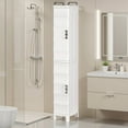 thumbnail image 2 of VECELO High Narrow Bathroom Storage Cabinet with Adjustable Shelves, 52.76” H Slim Freestanding Foldable Cabinet with Door, for Small Spaces, Kitchen, White, 2 of 10