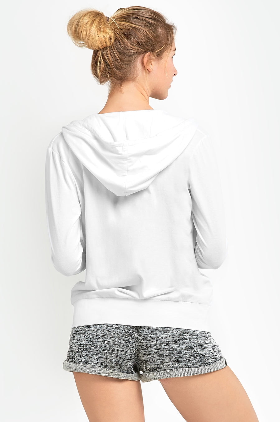 Sofra Women's Lightweight Cotton Blend Long Sleeve Zip Up Thin Hoodie Jacket
