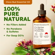 Kukka Clove Essential Oil for Teeth and Gums - Clove Oil - Steam Distilled from Flower Buds for Potency - a Perfect Solution for Oral Care, Hair, Diffuser & DIY Soap Making(4 Fl Oz)