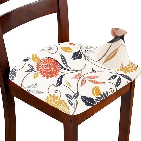 Chair Seat Covers set of 4 Stretch Printed Chair Covers for Dining Room Square Removable Washable Chair Protector Seat Cushion Slipcovers for Kitchen Office