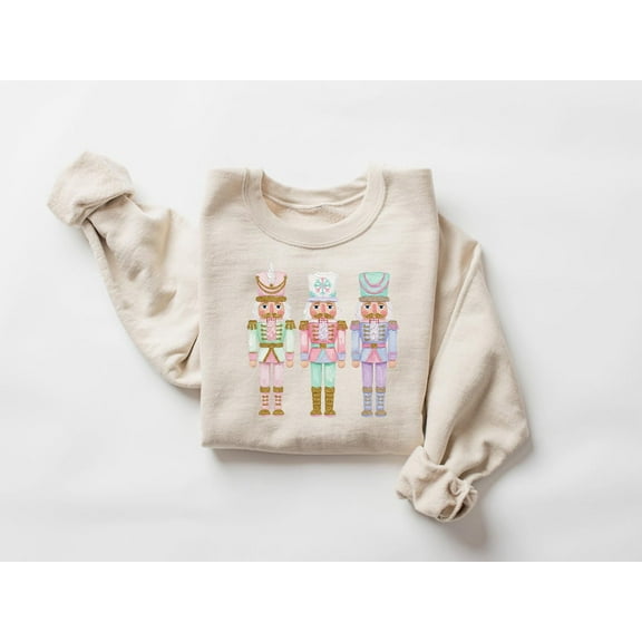 Nutcracker Christmas Sweatshirt, Women's Holiday Crewneck, Watercolor Holiday Sweater, Festive Holiday Party Gift, Pink Christmas Shirt