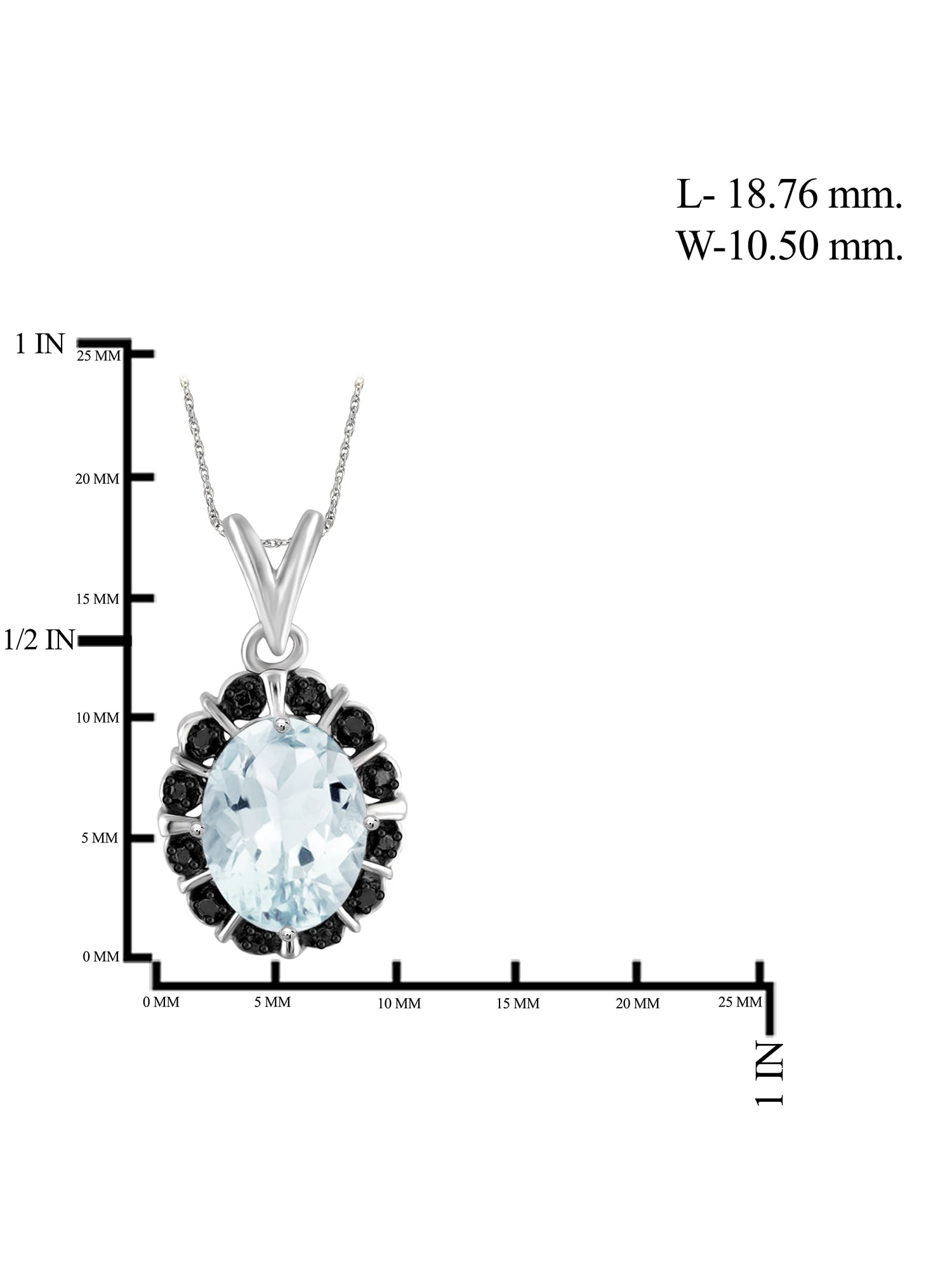 JewelersClub Silver Necklaces for Women –Silver Necklace for Women .925 Sterling Silver – Aquamarine Necklace Centerpiece, Black Diamond Accents – Hypoallergenic Pendant