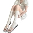 thumbnail image 5 of Women Ballet Leg Warmers, Sheer Tie Strap Scrunch Calf Socks for Layered Outfits, 5 of 8