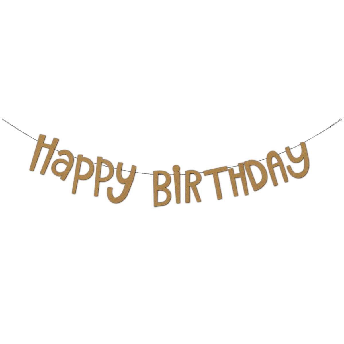 Happy Birthday Garland Gold Glitter Text Party Decorations 1.5m Long