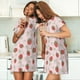 thumbnail image 4 of Fotbe Strawberry Floral Bata de Dormir para Mujer con Estampado, Camisón de Algodón de Manga Corta, Ropa de Dormir Casual, 4 of 6