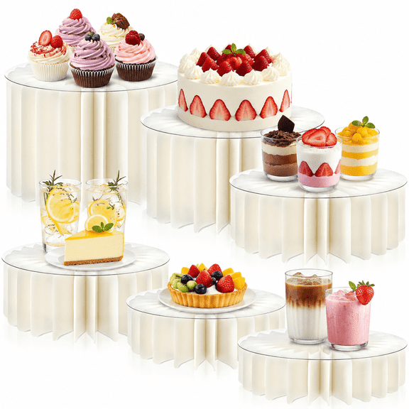 6Pcs Buffet Risers, Foldable Cake Stands for Food Display, Party Dessert Table Decor for Weddings & Birthdays