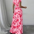 thumbnail image 6 of JoveMarine Summer Dresses for Women 2026 Floral - Print V-Neck Long Waist Cinching Flowy Maxi Dress with Elastic Back for Beach Resort,Pink 2XL, 6 of 7