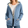 thumbnail image 3 of TKLPEHG Fleece Jackets for Women Full-Zip Fleece Hooded Sweatshirt Coats Long Sleeve Thermal Winter Warm Outerwear Coats (Blue,XXL), 3 of 8
