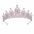 thumbnail image 4 of DESIGNICE Princess Crown for Women - Rhinestone Tiara Queen Crown Tiaras Bridal Headpiece for Weddings Quinceaneras Party Pink, 4 of 7