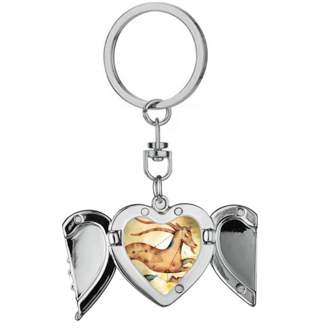 Porte-clés Constellation de Capricorne de Janvier Cœur Zodiaque Aile d'Ange