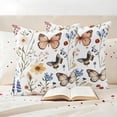 thumbnail image 3 of Vintage Butterfly Floral Outdoor Waterproof Pillow Covers, Spring Botanical Watercolors Decorative Square Throw Pillowcase Sofa Cushion Sham for Patio/Couch/Chair, 24"x24" 2 Pack, 3 of 8