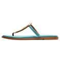 thumbnail image 4 of FSJ Women Comfort Open Toe Flat Sandals Slip on Flip-flops Without Heel Metal Buckle Lightweight Chic Outdoor Slippers Turquoise Size 5, 4 of 5