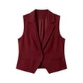 thumbnail image 5 of Womens Lapel Sleeveless Suit Vest One Button Cropped Blazer Waistcoat With Fake Pockets 2XL, 5 of 8