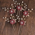 thumbnail image 2 of Bridal Hair Combs, 5PCS Wedding Hair Pins Set Crystal Flower Hair Clips Bride Bridesmaid Hair Sides Comb Rhinestone Barrettes, Pearl Flower Hair Pins Hair Accessories for Women Girls (Light Blue), 2 of 4