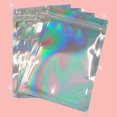thumbnail image 3 of 100Pcs Zip Lock Bags Pouches Cosmetic Plastic Gradient Iridescent Bags Holographic Bags Zipper Bags, 3 of 5