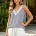 thumbnail image 2 of Linen Tank Tops for women Lace Sleeveless V Neck Tank Top Casual Loose Fit Blouse Size L, 2 of 5