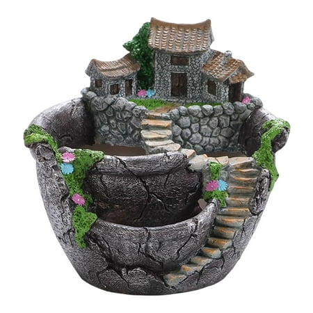 Resin Succulent Plants Planter, Flower Pot Fairy Garden Design Decorative Creative Crafts Plant for Cacti Hotel Home Desktop Flower