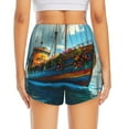 thumbnail image 2 of Lsque Floral Ship On Ocean Printed Women's Running Shorts with Liner Pockets,Elastic Quick Dry Workout Athletic Gym Yoga Shorts,Womens High Waist Shorts-Small, 2 of 9