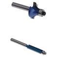 thumbnail image 1 of LOVIVER 2pcs Woodworking Tools, 1/4 Shank Round Over Edge Forming Router Bit + 0.24inch Shank Dia Cutting Bearing Extra Long Flush Router Bit, 1 of 8