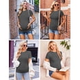 thumbnail image 4 of Ekouaer Women' Maternity Top Short Sleeve Pregnant Tee 3 Packs Pregnant Shirt Side Ruched Burgundy Red/Caramel/Dark Grey, 4 of 6