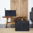 thumbnail image 2 of DecMode 19", 17"W Dark Blue Leather Handmade Storage Basket with Handles, 2-Pieces, 2 of 13