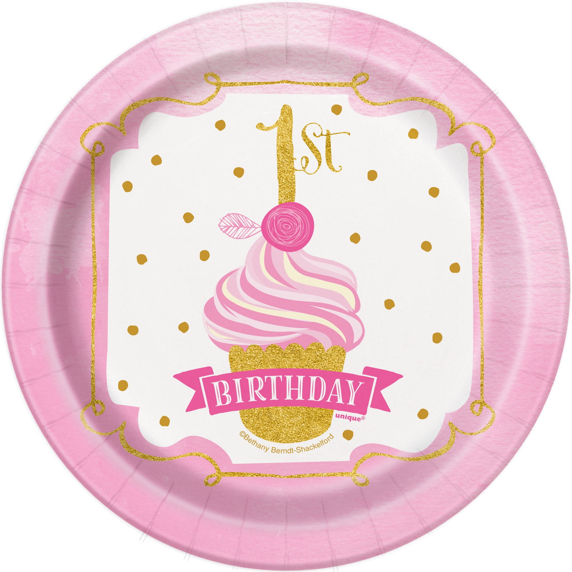 Unique Pink Cat Paper Cake Plates 8Ct