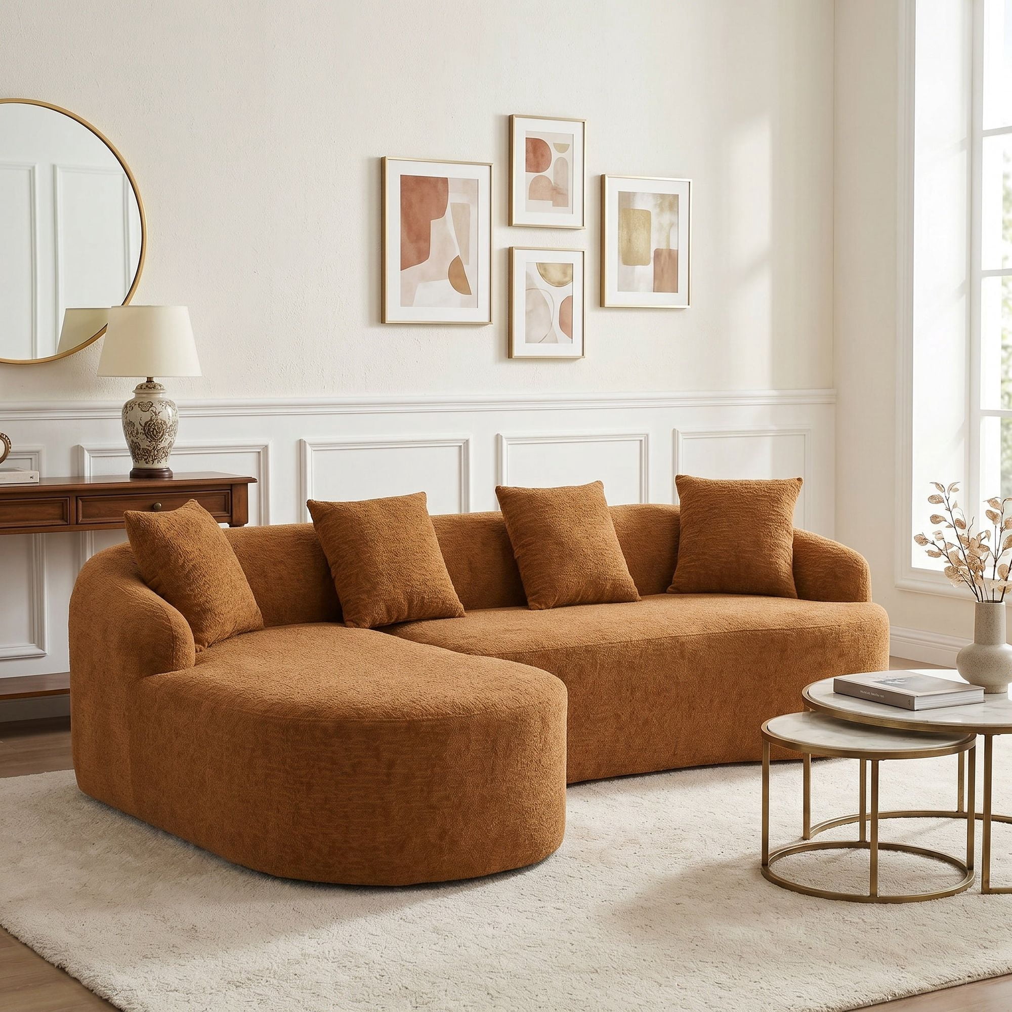 Sailvan L-Shape Sectional Sofa, 30D High-Density Foam Modular Chenille Couch for Living Room