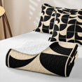thumbnail image 4 of Castle Fairy Mid Century Quarter Arc Quilt King 3 Pieces,Minimalist Square Block King Coverlet Set,Black Cream,1 Bedspread and 2 Pillowcases, 4 of 7