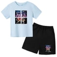 thumbnail image 2 of Conjunto de ropa para niños y adolescentes con estampado de oso de marca, camiseta de cuello redondo y traje corto de 2 piezas, informal, de verano, para niñas y bebés, 2 of 5