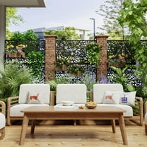 MAYEERTY 72" x 47" Metal Outdoor Privacy Screen Decorative Room Dividers, Black