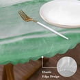 thumbnail image 3 of Green Coastal Wave Round Tablecloth, Fitted Table Cover with Elastic for 55"-60" Round Tables, Summer Modern Ocean Beach Table Cloth Outdoor Indoor Dinning Party Waterproof Tablecloths, 3 of 7