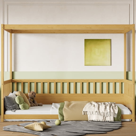 Twin Canopy Bed For And - Decorate With Lighting Fixtures Floor Convenient Assembly Process