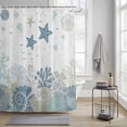 thumbnail image 3 of Summer Marine Life Shower Curtain, Watercolor Sea Fish Ocean Starfish Conch Waterproof Shower Curtain Set with 12 Hooks Lightweight Bath Curtains Fabric Bathroom Decor 60x72 Inches, 3 of 9
