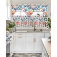 thumbnail image 4 of Red Blue Coral Coastal Swag Curtains for Living Room/Bedroom Windows, Nautical Summer Beach Fish Kitchen Curtains and Valances Set 36 Inch Length, Light Filtering Swags Valance Curtain Panels, 4 of 5