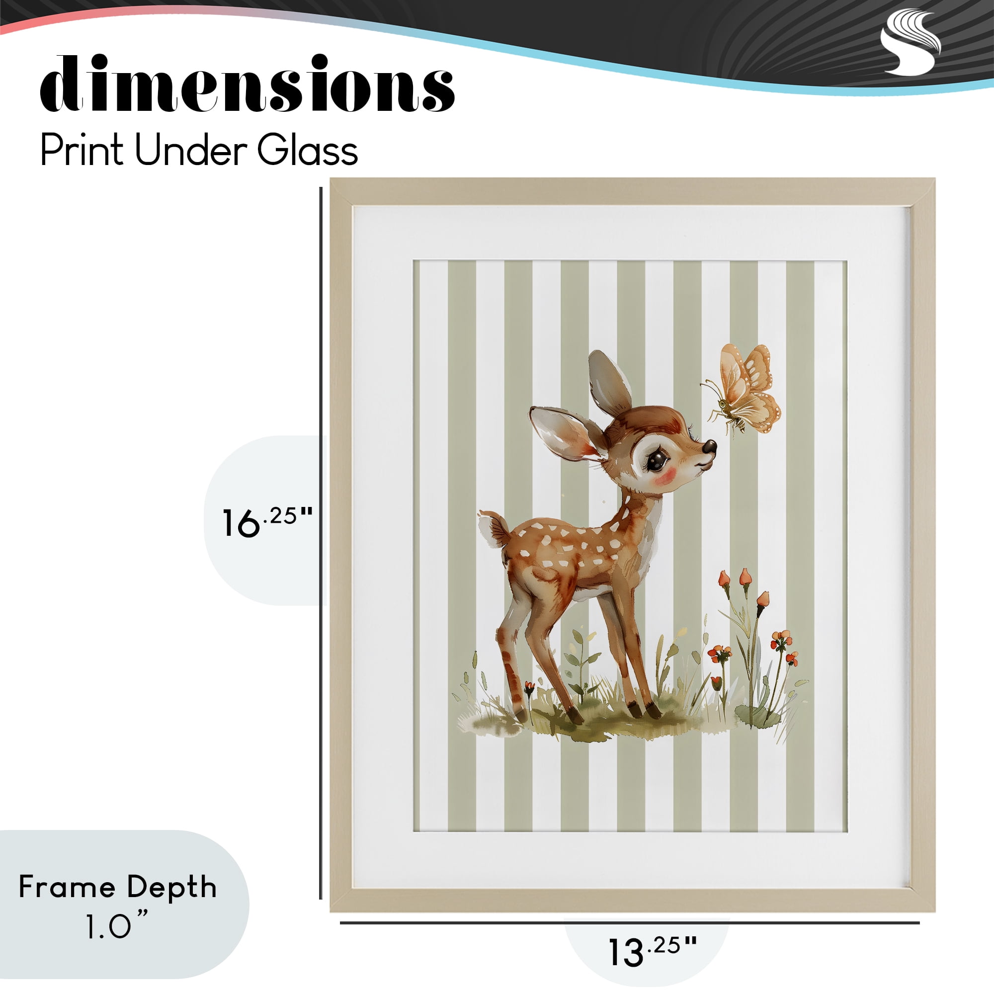 Stupell Industries Baby Deer with Butterfly Birch Framed Print Under Glass, design by LSR Design Studio