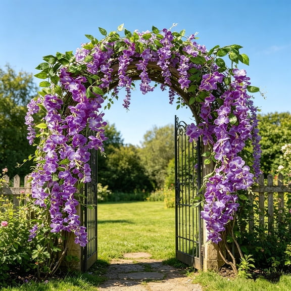 Hanging Wisteria Flowers 6 Feet Artificial Flowers, 10 Branches Wisteria Vines Artificial Wisteria Vine Silk Hanging Flower Wisteria String for Home Garden Party Wedding Decor