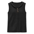 thumbnail image 4 of Gsakboxl Womens Tops Women's Bubble Wrinkled Textured Fabric V Neck Tank Top Button Decor Loose Sleeveless Casual Vest L, 4 of 4