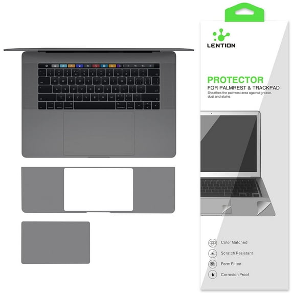 LENTION Palm Rest Cover for MacBook Pro(15-inch,2016 2017 2018 2019)with Thunderbolt 3 Ports,Protective Vinyl Decal Skin Sticker with Trackpad Protector(Space Gray)