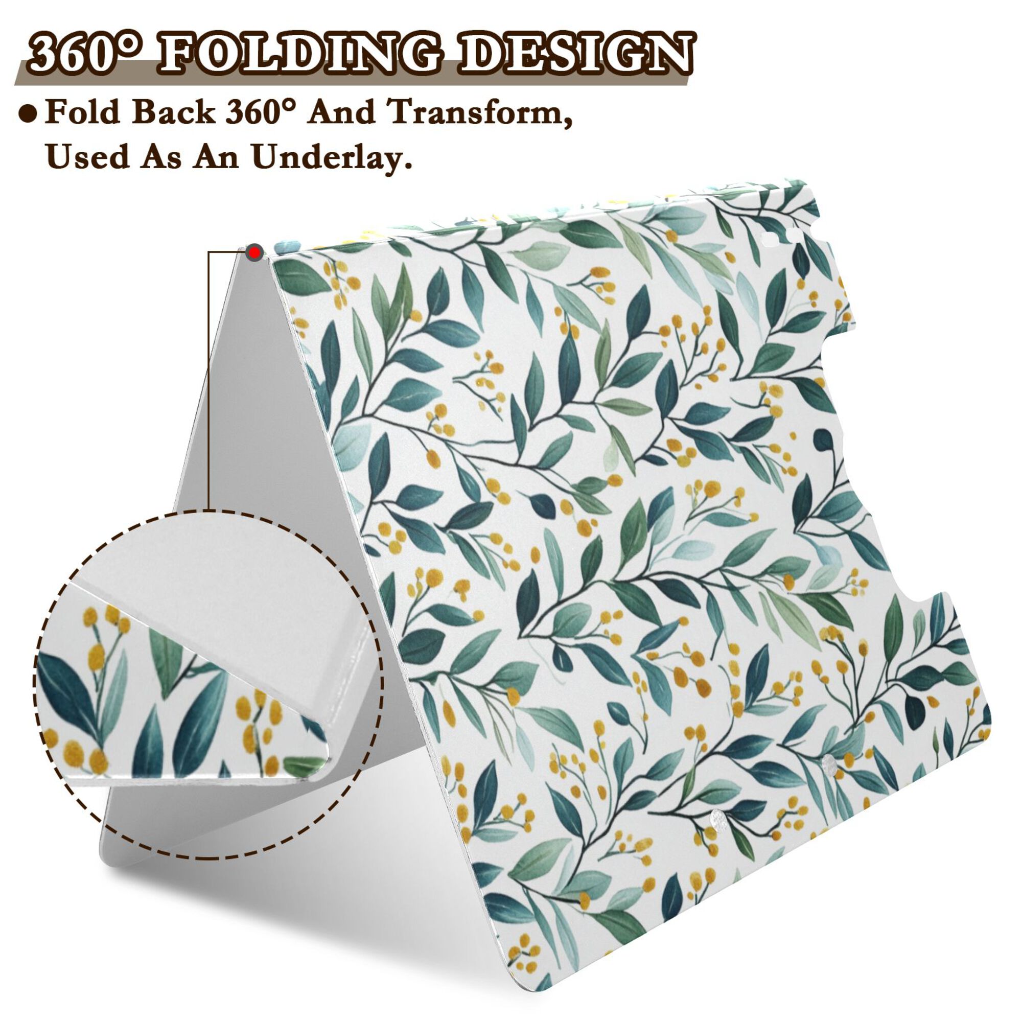 FORMRS A4 Clipboard Folder with Pen Holder Horizontal Foldable School Office Binder, Darker Leafy Pattern