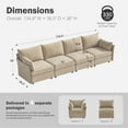 thumbnail image 4 of CDCASA 134.6" Modular Sectional Sofa, Oversized 4 Seater Sofa Couch, Chenille Deep Seat Couches for Living Room, Beige, 4 of 7