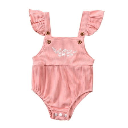 

Baby Summer Sleeveless Bodysuit Flying Sleeve Embroidery Print Triangle Creeper Cute Baby Romper