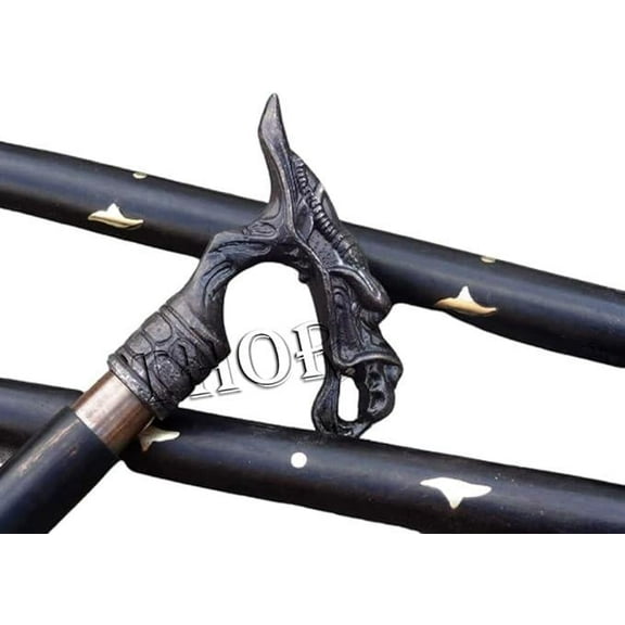 Nautical Antique Walking Stick Dragon Black Wood Canes Rustic Vintage Home Decor Gifts