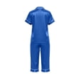 thumbnail image 6 of XUNKUSGA Women's Satin Pajama Sets 2 Piece Capri Pajamas Short Sleeve Lapel Button Down Shirts Silk Pjs Lightweight Breathable Casual Pajamas for Women Set Blue S, 6 of 7