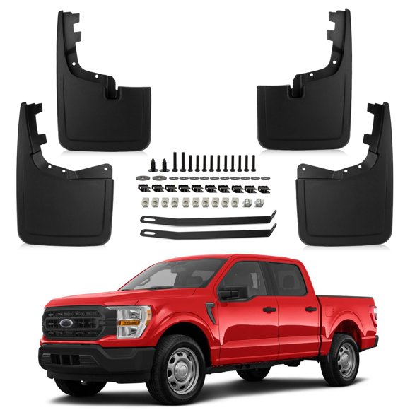 PSLER Fit for F-150 F150 2021 2022 2023 2024 (Without Fender Flares) Mud Flaps Set of 4PCS Mud Guard Kit Splash Guards Mudguards Mudflaps w